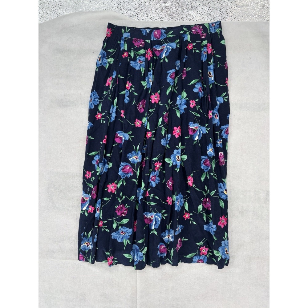 Sag Harbor Skirt Womens PS Navy Floral Peasant Boho Festival Flower Cottagecore